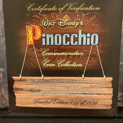 Walt Disney's Pinocchio Commemorative Coin Collection (914/1936). New Othrr