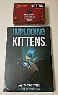 Exploding Kittens & Imploding Kittens Cards Authentic Release Lot of 2 Sealed 