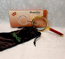 Marrywindix 10x 80mm Rosewood Handle Magnifier Metal Reading Magnifying Glass