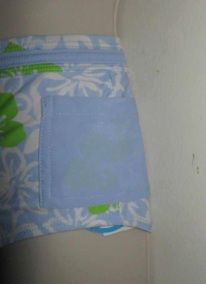 Traje de baño vintage azul verde blanco estampado floral parte inferior con bolsillos talla 16 para niñas Foto 3 de 3