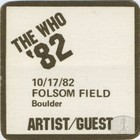 The Who 1982 Farewell Tour Backstage Pass Boulder w/ Jethro Tull