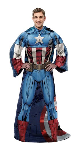 Marvel Captain America Soft Comfy Fleece Throw Blanket with Sleeves Adult Size - Picture 2 of 3