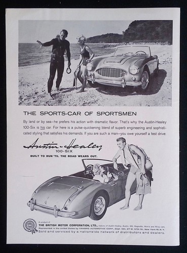 1959 Austin-Healey 100-Six Vintage Ad "The Sports-Car of Sportsmen"