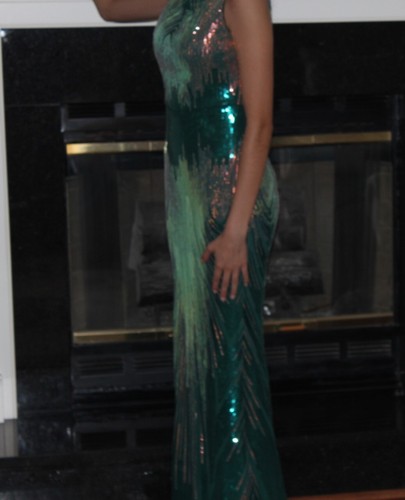 XUCTHHC Women's Green Long Sequined Evening Dress Size Medium - Picture 4 of 8