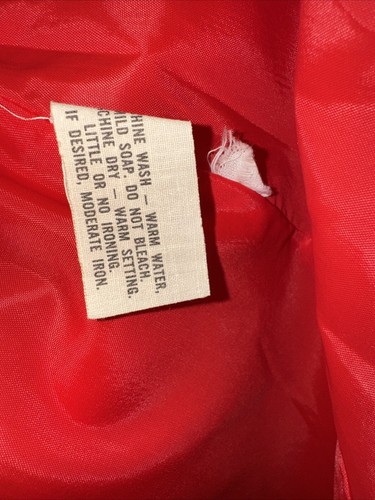 Womens Medium Coat Vintage Mod Gogo Pea Coat, Red White Stitch USA Denim - Picture 3 of 4