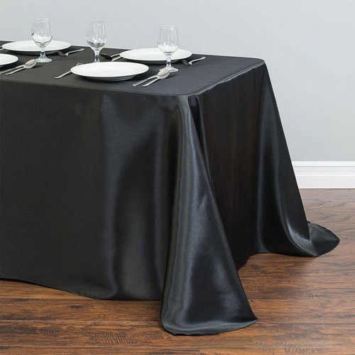 Satin Polyester Fabric Table Cloth Rectangle Shape Wedding Party Tablecloth - Picture 4 of 17