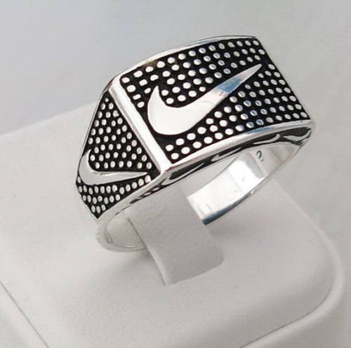 Solid 925 Sterling Silver Designer Nike Signet Christmas Men's Unisex Gift Ring - Picture 8 of 11