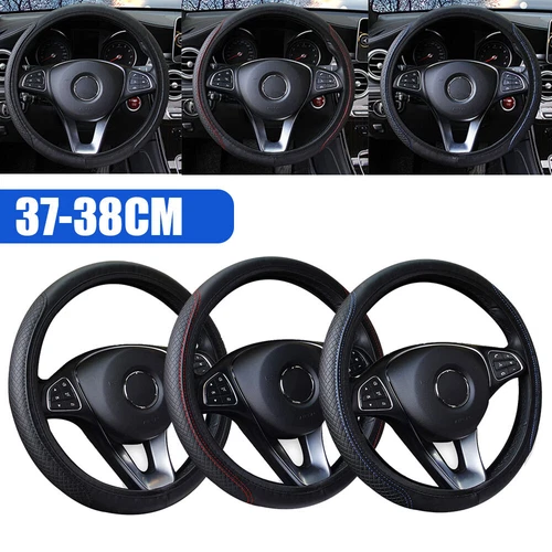 PU Leather Car Steering Wheel Cover Good Grip Auto Car Accessories 15"/37-38CM - Bild 5 von 22