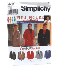 Simplicity 9711 Sewing Pattern size 18 20 22 24 Full Figure Jacket 4 Hour Ladies