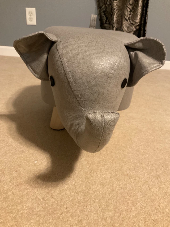New Gray Elephant safari Shaped kids Ottoman Footrest Modern foot Stool nursery - Image 3 of 3