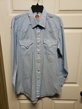 Vtg Miller Mens Western Shirt Size 16 1/2 Blue Pearl Snaps Long Sleeves Grunge