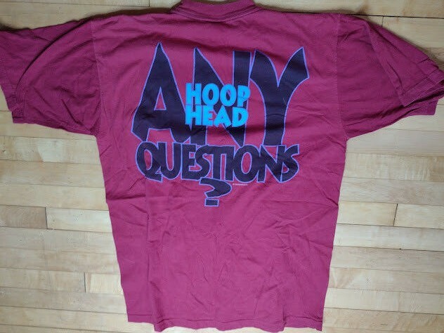 Vintage Sun Sportswear Hoop Head Any Questions Basketball 90s T Shirt Size XLT