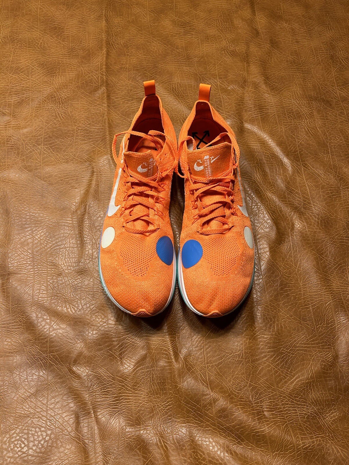 OFF WHITE X NIKE Taglia 15 BIANCO SPORCO X Nike Zoom Fly Mercurial arancione totale buone condizioni