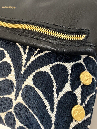 Hammitt VIP Medium Fold Over Navy Tapestry Leather Crossbody Bag NEW $375 17648 - Picture 8 of 9