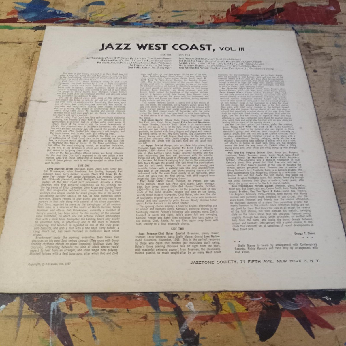 West Coast Jazz Vol III 1957 Jazztone Society J1274 DG Chet Baker