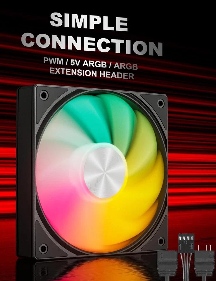 120mm Computer Case Fan ARGB PC Fan with PWM 4-Pin Interface High Performance - Image 2 of 4