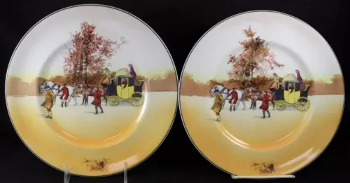 Royal Doulton Coaching Days Pair of Dinner Plates Same Design