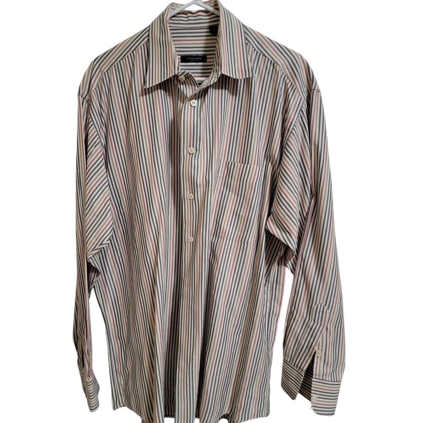 Camicia Burberry multicolore a righe manica lunga con bottoni grande