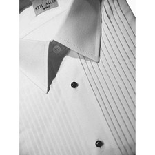 Neil Allyn Tuxedo Shirt Mens 16.5 32/33 White Pleated Wing Collar French Cuff