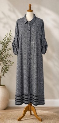 tacera black white geometric shirt dress roll tab sleeve collared size 2x