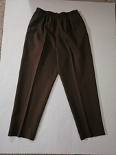 Alfred Dunner Womens Pull On Elastic Waist Polyester Pants Brown Sz 12 w/ Pocket