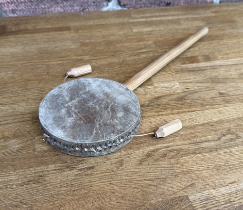 Vintage Handmade Spin Monkey Drum Hand Twist Percussion Musical Instrument