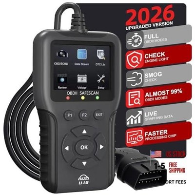 2026 Enhanced Universal OBD2 Scanner, Check Engine Code Reader - 65000+ Black