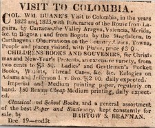 Col W Duane Visit To Colombia Bartow & Brannan 1827 Washington Clipping TAJ7-S32