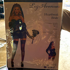 Leg Avenue Heartbreak Bride 4-piece Costume Set Black Size L Mpn 87180