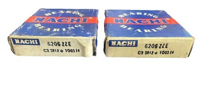 Two  Vintage Unopened boxes of NACHI 6206 ZZE C3 deep groove ball bearings.
