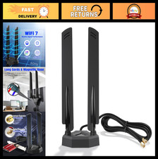 Tri-Band WiFi 7 Antenna 6GHz 5GHz 2.4GHz RP-SMA Magnetic Base for Gaming PC