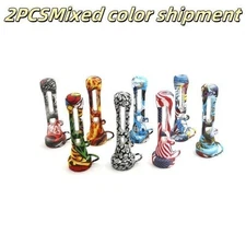 Pack of 2 Random Color Convenient Silicone Glass Cigarette Tips with Pipe Caps