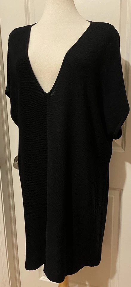 Vestido/túnica Misook Mujer Negro Tejido Manga Corta Talla-2X~ESTILOSO- Foto 4 de 4