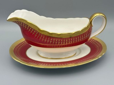 Aynsley Hertford Marone - Sauciere mit Griff und Ständer