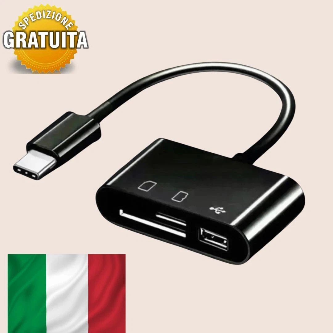 Lettore di schede SD 4 in 1 USB 3.0 SD/Micro SD per iPhone, iPad, Android, Mac, computer, fotocamera, visualizzatore di telecamere, adattatore portatile per lettore di schede di memoria per iPhone