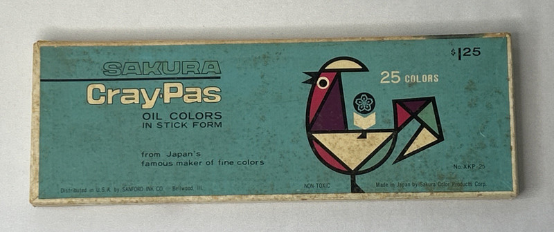 Vintage SAKURA CRAY-PAS Oil Crayons Set of 25 Made in Japan