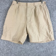 Vintage Polo Ralph Lauren Linen Shorts Mens 33x8 Beige Pleated Beach Preppy 90s
