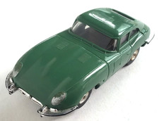 Aurora 1358 Jaguar XKE Olive Solid Rivet T-Jet HO Slot Car 1960s Vtg Orig Works