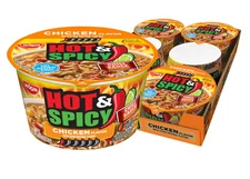 Nissin Hot Spicy Chicken Ramen Bowl 3.32 Ounce Pack of 6 Microwave Meals