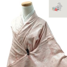 Usagitei U42 Kimono Pure Silk Red White Pongee Style 155cm Japan