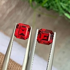 2.25 Carat Natural Rhodolite Garnet  Emerald Cut Pair For Earrings From Madagasc