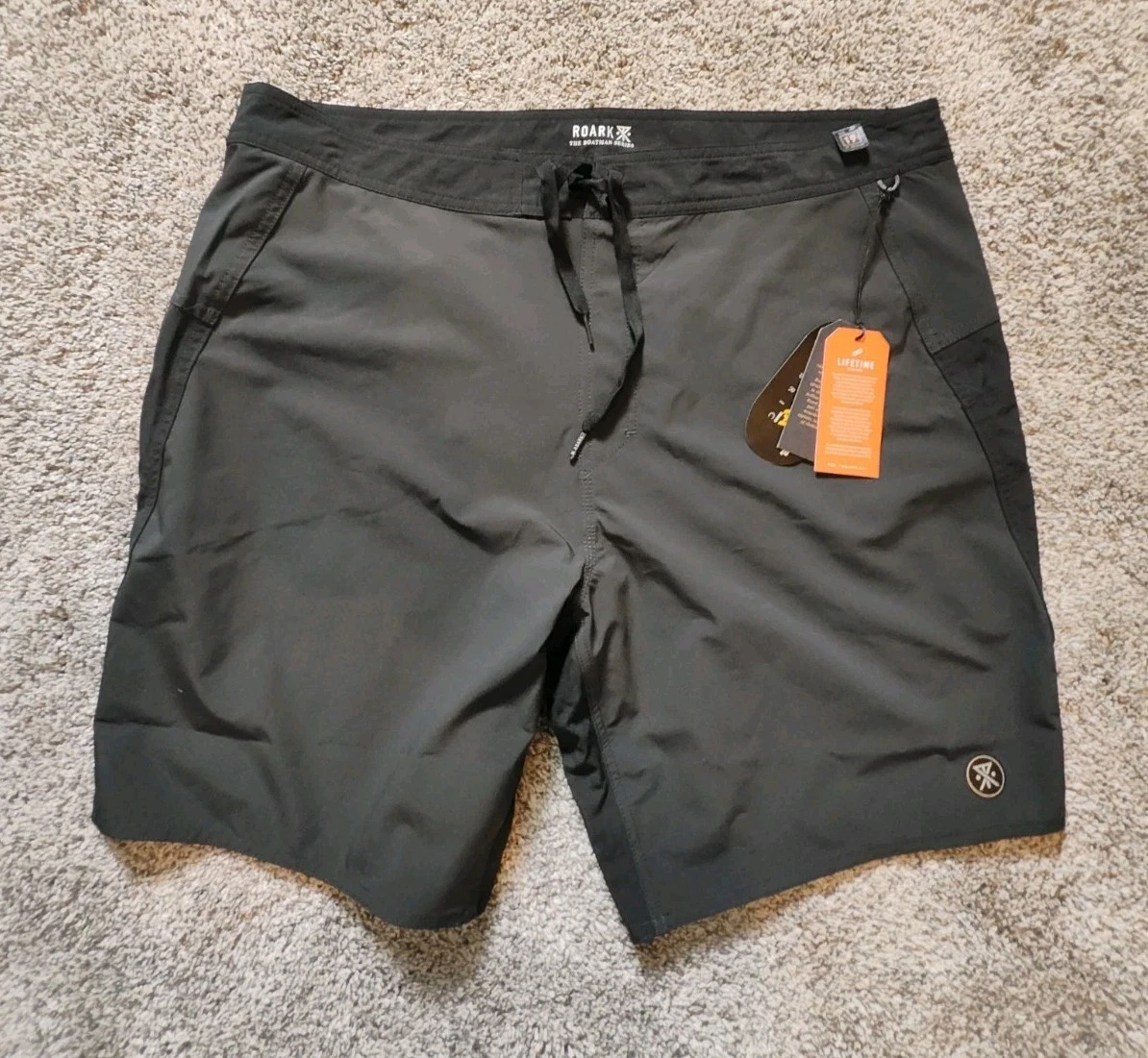 Roark Boatman 19 Men's Black Board Shorts Size 38 NWT Cordura DWR Inseam 9"