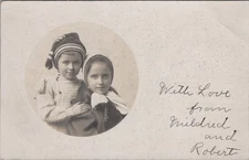 RPPC Postcard Little Girl's Winter Snow Hats 1907