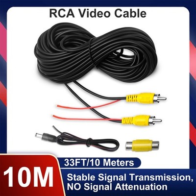 33FT RCA Cable with Detection Wire for Backup Camera Monitor 100% Shielded