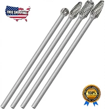 4Pcs Long Carbide Burr Set 1/8 Shank 8mm Die Grinder Bits for Metal Steel