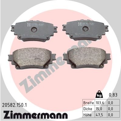 20582.150.1 Zimmermann Brake Pad Set, Disc Brake for Lexus, Suzuki, Toyota