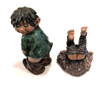 BITS AND PIECES NAUGHTY GARDEN ELF STATUE LOT: PANTS DOWN + DIGGING