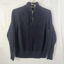 American Eagle Mens 1/4 Zip Sweater Blk Large Athletic Fit Knit Button Pullover