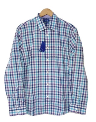 Apt 9 Men's Button Up Shirt Purple Blue Long Sleeve Premier Flex Plaid Sz XL NEW