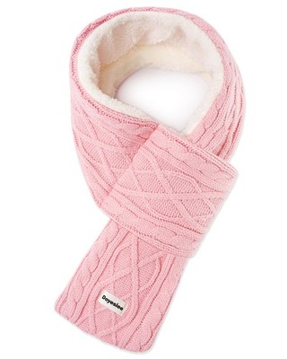Kids Scarf Girls Boys Winter Long Fleece Lining Knitted Cross Tie Neck